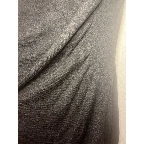 Express Long Sleeve Ruched Mock Neck Grey Dress - Picture 2 of 5
